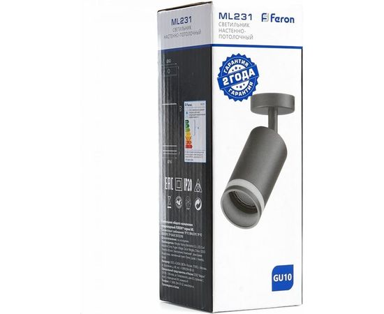 Настенно-потолочный светильник FERON под лампу 1х50W GU10, черный ML231 41487 – изображение 4