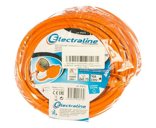Удлинитель-шнур с 1 розет. и с защитой от детей Electraline 01613 – изображение 6