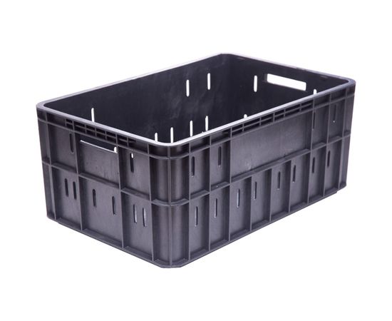 Ящик Тара.ру п/э 600x400x260 продольная перфорация, чёрный 25981 