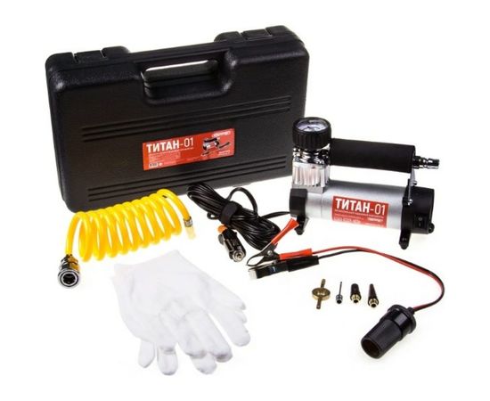 Металлический компрессор 30л/мин в прикуриватель + с крокодилами SKYWAY ТИТАН-01 S02001014 