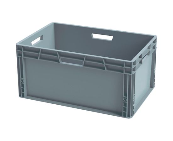 Ящик Sembol Plastik п/э, 600x400x280 мм, сплошной, усиленное дно, цв. серый 24287 