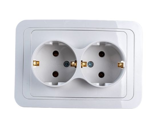 Двойная розетка IN HOME с заземлением CLASSICO белая 2128 4680005959921 