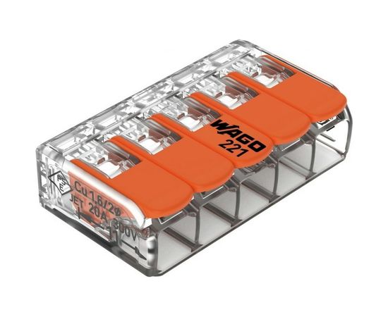 Универсальная клемма WAGO 5-х проводная 221-415 6 шт УТ-00777027 