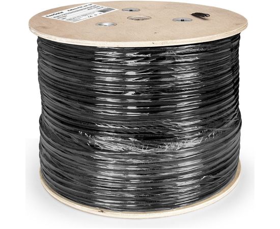 Кабель FTP ExeGate 4 пары, категория 5e медь, 24AWG, экран, внешний, с тросом, 305м, черный, PE 241488 