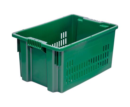 Ящик Тара.ру п/э 600х400х300 дно сплошное, стенки перфорированные, зелёный 05419 