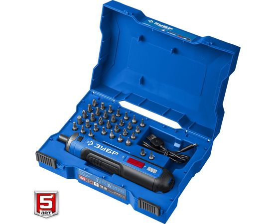 Аккумуляторная отвертка ЗУБР Профессионал 4 Vmax, в кейсе с набором 33 бит PSD-4S – изображение 12