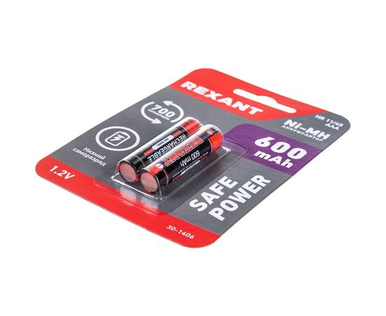 Мизинчиковый аккумулятор REXANT NiMH AAA 1.2 В 600 мАч 2 шт 30-1406 – изображение 2