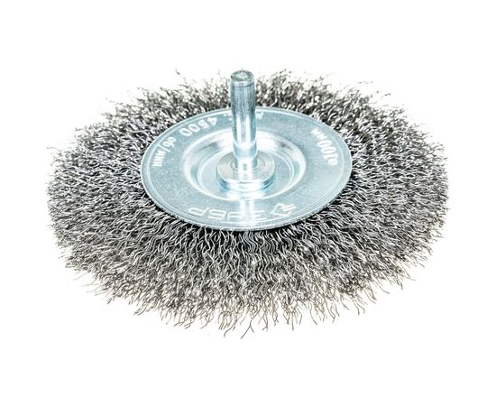 Щетка дисковая ПРОФЕССИОНАЛ (100 мм; 0.3 мм; витая стальная проволока) для дрели ЗУБР 35198-100_z02 – изображение 2