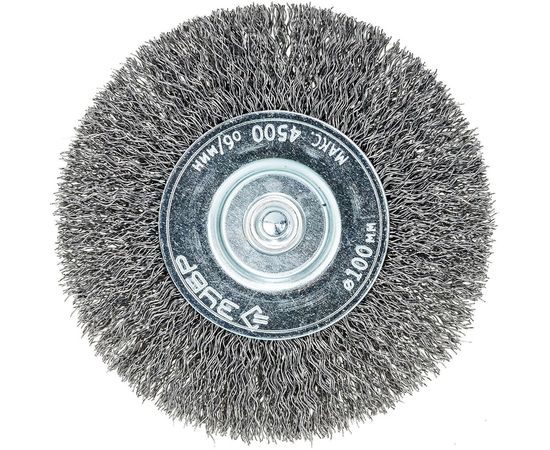 Щетка дисковая ПРОФЕССИОНАЛ (100 мм; 0.3 мм; витая стальная проволока) для дрели ЗУБР 35198-100_z02 – изображение 3