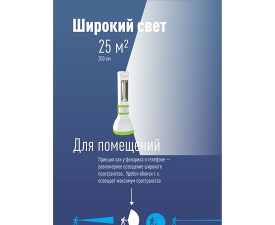 Аккумуляторный фонарь Космос 5W LED, бок.пан. COB 3Вт, 3 реж раб, з/у KOCAc7035WLED – изображение 4