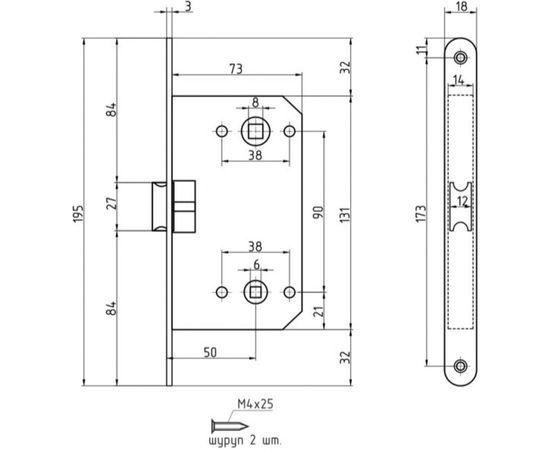 Корпус замка под фиксатор НОРА-М М13-90 мм хром 9619 – изображение 5