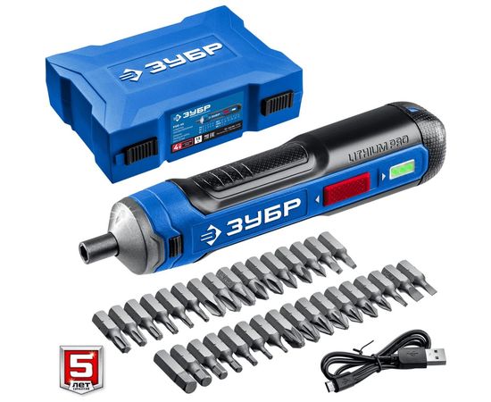 Аккумуляторная отвертка ЗУБР Профессионал 4 Vmax, в кейсе с набором 33 бит PSD-4S – изображение 8