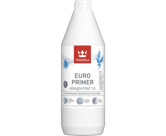 Акрилатная грунтовка Tikkurila EURO PRIMER концентрат 1:3, укрепляющая 0,9 40470 