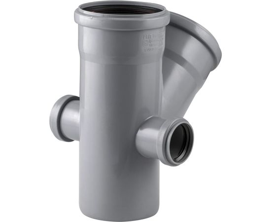 Канализационная крестовина RTP с выходом вперед на 45 градусов, 110/110/50/50, серая 19197 
