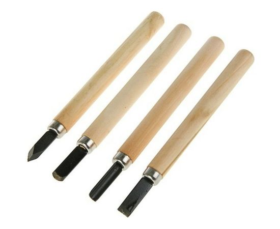 Набор резцов по дереву LOM деревянная рукоятка, 4 шт. 2303622 