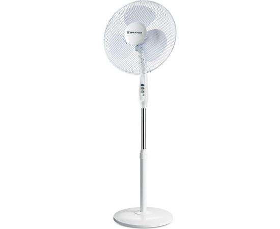 Вентилятор BRAYER 3 скорости, 3 лопасти, регулировка уровня наклона, 40 Вт, основание 60см, 4961BRR-WH BR4961WH 