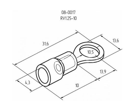Кольцевой изолированный наконечник REXANT диам.10.5мм 0.5-1.5кв.мм красный 08-0017 – изображение 2