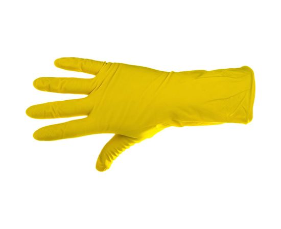 Латексные хозяйственные перчатки ЛЮБАША Эконом с х/б напылением рифленая ладонь размер M – изображение 2