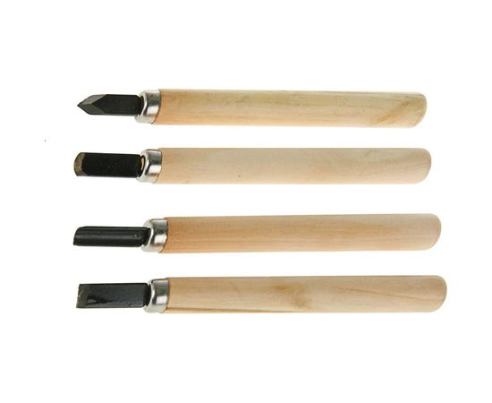 Набор резцов по дереву LOM деревянная рукоятка, 4 шт. 2303622 – изображение 2