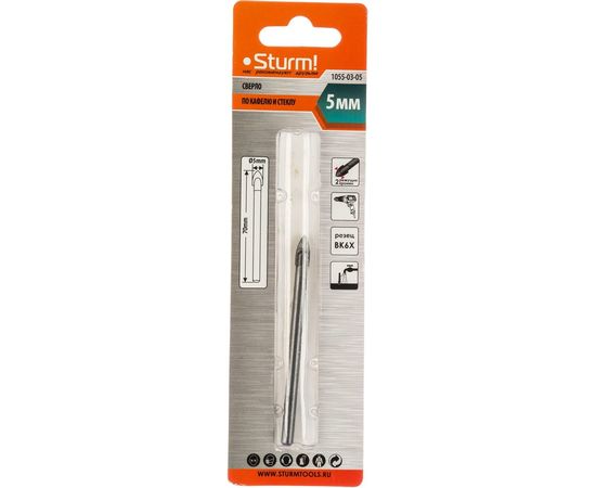 Сверло по стеклу и кафелю (5 мм) STURM 1055-03-05 – изображение 2