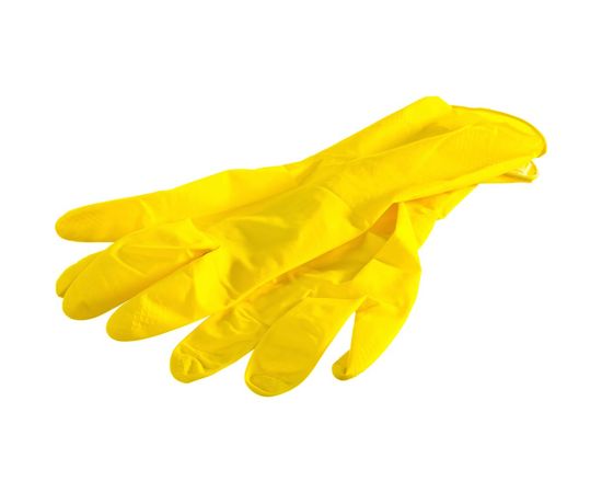 Латексные хозяйственные перчатки ЛЮБАША Эконом с х/б напылением рифленая ладонь размер M – изображение 3