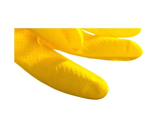 Латексные хозяйственные перчатки ЛЮБАША Эконом с х/б напылением рифленая ладонь размер M – изображение 4