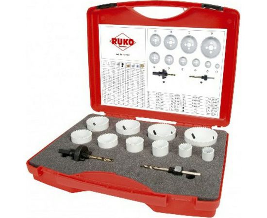 Набор коронок HSS-Co (22-68 мм) 10 шт. + 2 адаптера RUKO 126304 