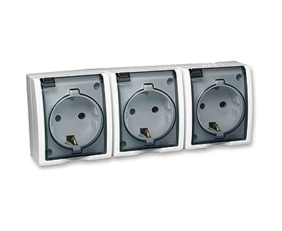 Тройная розетка с заземлением и крышкой, белый Simon 1594437-030 