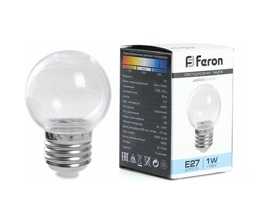 Светодиодная лампа FERON LB-371, G60 шар, 3W 230V E27 2700К, 240Lm, угол рассеивания 220 38121 
