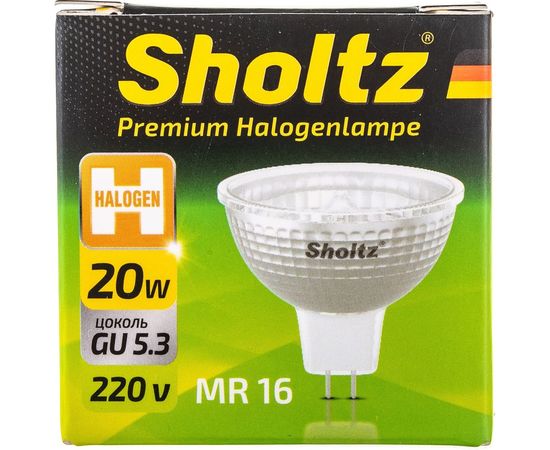 Галогенная лампа Sholtz MR16 GU5.3 20Вт 2800K 220В DIMM HMR2004 1000704648 – изображение 4