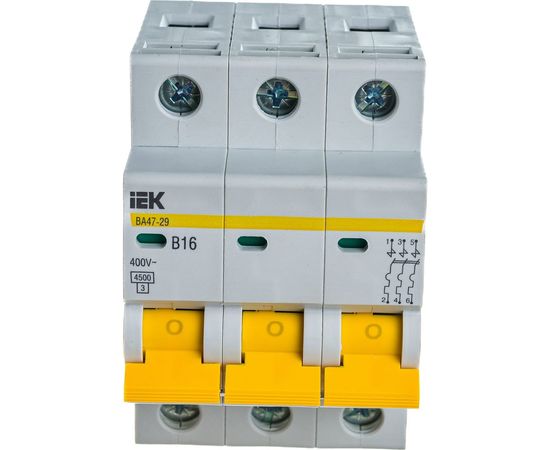Автоматический модульный выключатель IEK ВА 47-29 3п, B, 16А, 4.5кА, ИЭК MVA20-3-016-B – изображение 4