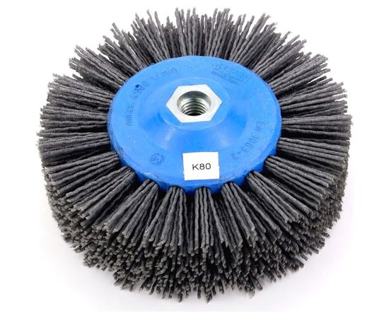 Щетка дисковая нейлоновая 1-105 140 мм; P80 по дереву для шлифовки на УПМ/УШМ OSBORN 401.913-5401 – изображение 4