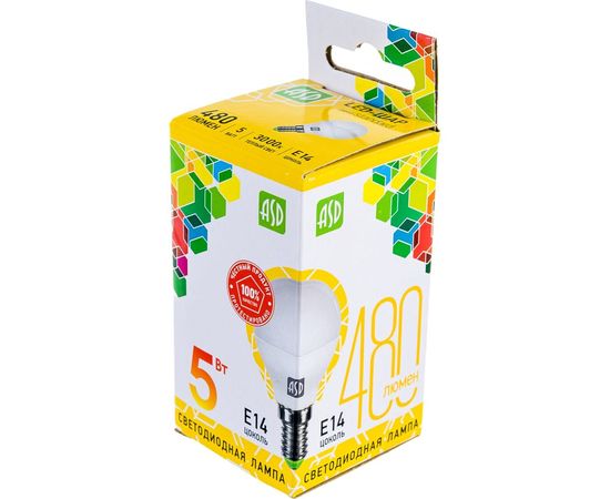 Светодиодная лампа ASD LED-ШАР-std 5Вт, 230В, Е14, 3000К, 450Лм 4690612002125 – изображение 5
