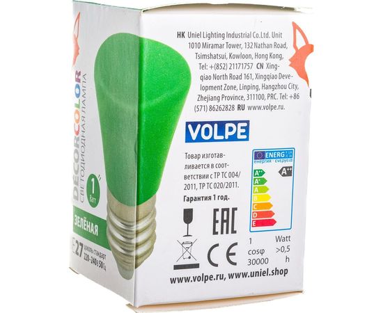Декоративная светодиодная лампа Volpe LED-D45-1W/GREEN/E27/FR/С BELL UL-00005640 – изображение 5