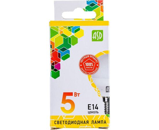 Светодиодная лампа ASD LED-ШАР-std 5Вт, 230В, Е14, 3000К, 450Лм 4690612002125 – изображение 6