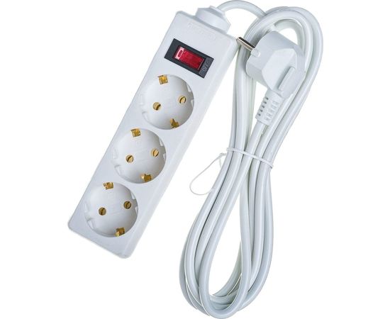 Удлинитель ExeGate EC-3-3W 3 евро с заземлением, 3м, выключатель с подсветкой, белый 279354 