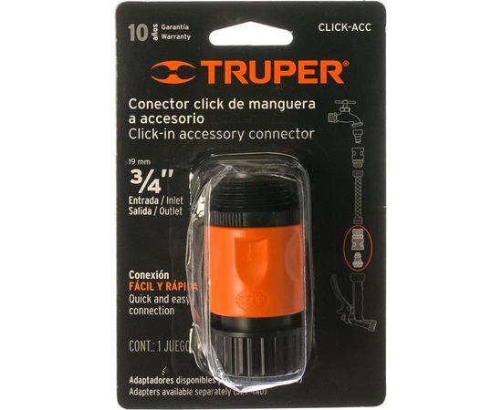 Коннектор для шланга быстрозащелкивающийся Truper CLICK-ACC 12722 