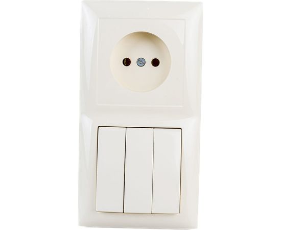 Комбинированный блок Кунцево-Электро СЕЛЕНА скрытой установки выключатель+розетка БКВР-410 с/к 8172 