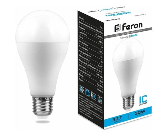 Светодиодная лампа FERON LB-130 Шар E27 30W 6400K 38196 