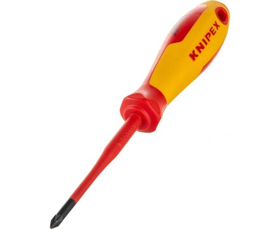 Тонкая отвёртка Knipex VDE 1000V Pozidriv PZ1 крестовая, L стержня 80 мм, 2-комп. рук-ка KN-982501SL – изображение 2
