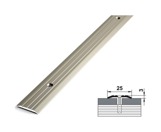 Порог прямой алюминиевый (25 мм, 1,8 м, анодированный, Шампань) ЛУКА УТ000023303 – изображение 2