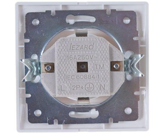 Розетка Lezard MIRA с заземлением, керамика, белый, с серой вставкой 701-0215-122 – изображение 2