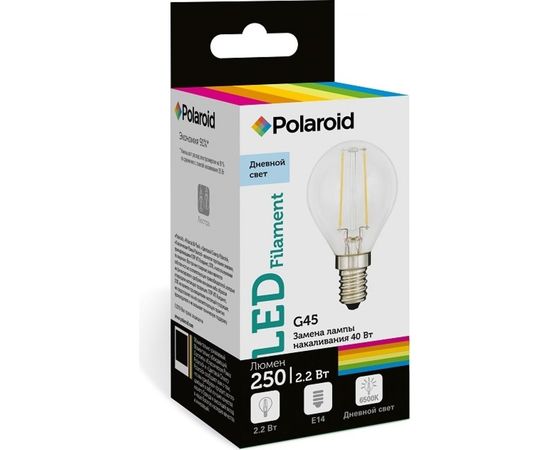 Светодиодная лампа Polaroid 220V FIL G45 2,2W 6500K E14 250lm PL-G45F2146 – изображение 2