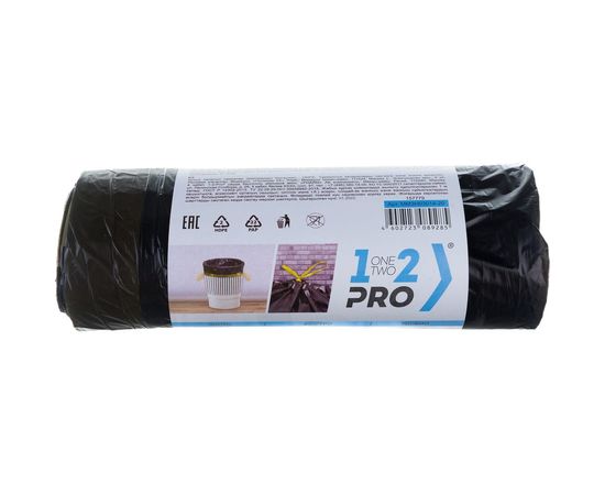 Мешки д/мусора 30 л ПНД с завязками черный 14 мкм 50х55см 20 шт/рул. 1-2-PRO ММЗН03014-20 – изображение 2