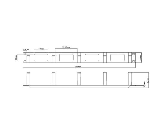 Кабельный организатор с металлическими кольцами 19" 1U Hyperline CM-1U-ML 15447 – изображение 2