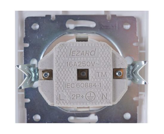 Розетка Lezard MIRA с заземлением, керамика, белый, с серой вставкой 701-0215-122 – изображение 3
