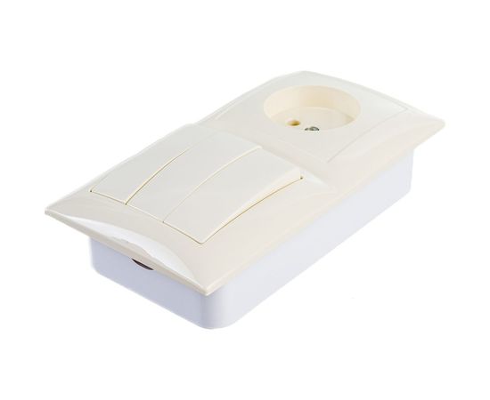 Комбинированный блок Кунцево-Электро СЕЛЕНА скрытой установки выключатель+розетка БКВР-410 с/к 8172 – изображение 3