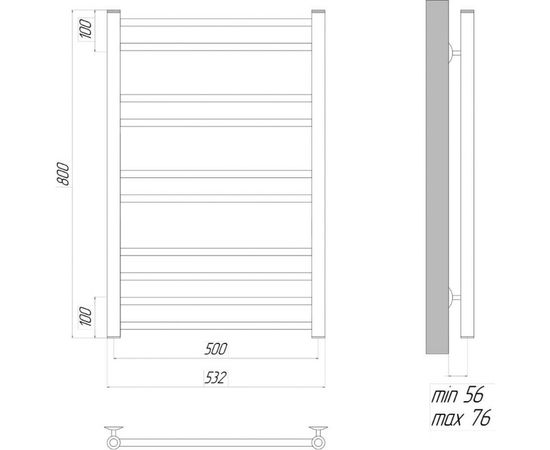 Водяной полотенцесушитель Lemark Ursus П10 500x800, черный LM72810BL – изображение 4