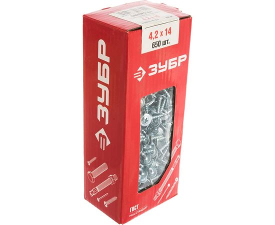 Саморезы с прессшайбой по листовому металлу 650 шт. (4,2х14 мм; PH2; ТФ1) ЗУБР 4-300191-42-014 – изображение 4