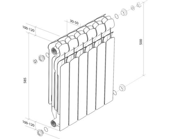 Радиатор ROYAL THERMO Indigo 500 2.0 - 10 секций НС-1295086 – изображение 6